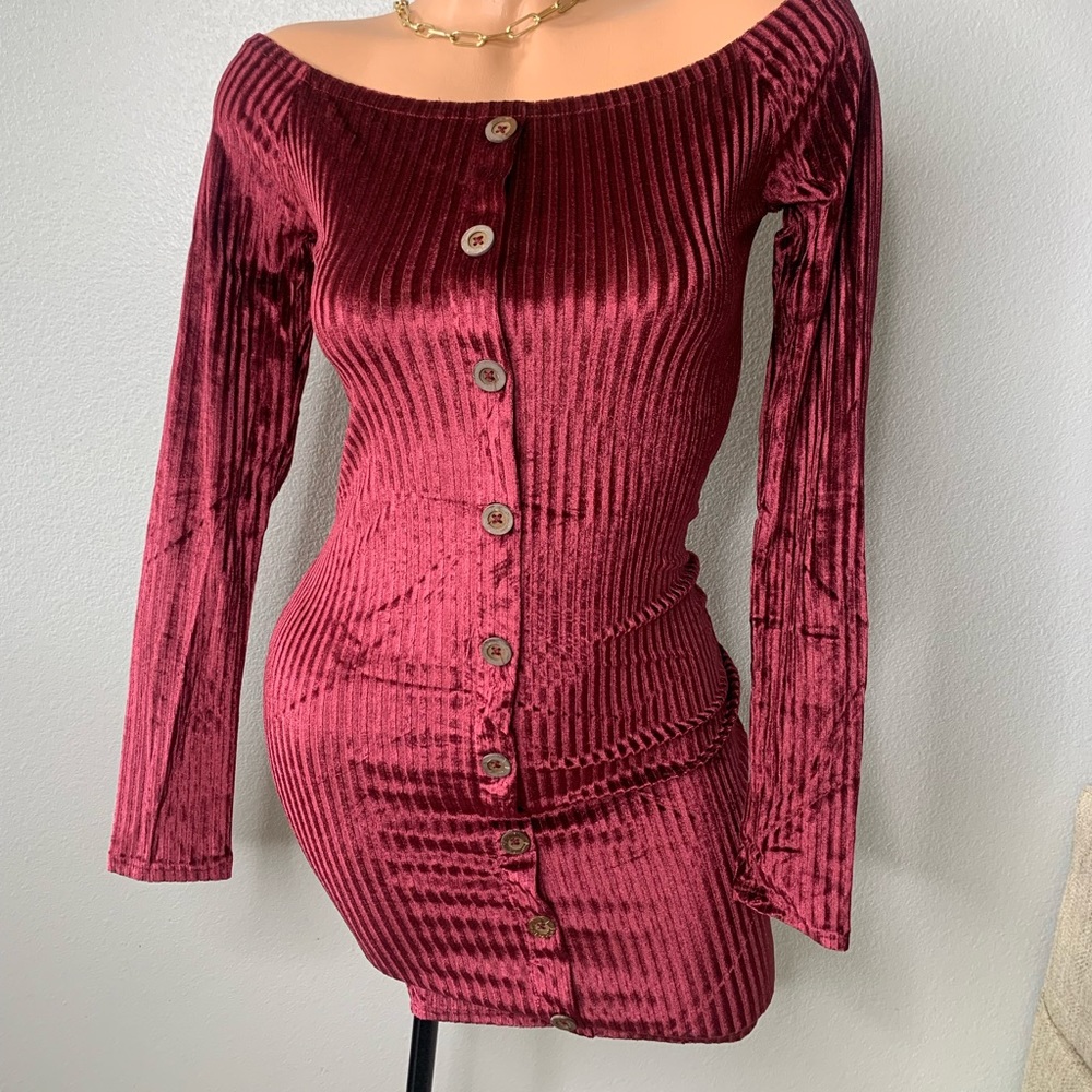 New with Tags Casual Ribbed Soft Velvet Dress SzSmall